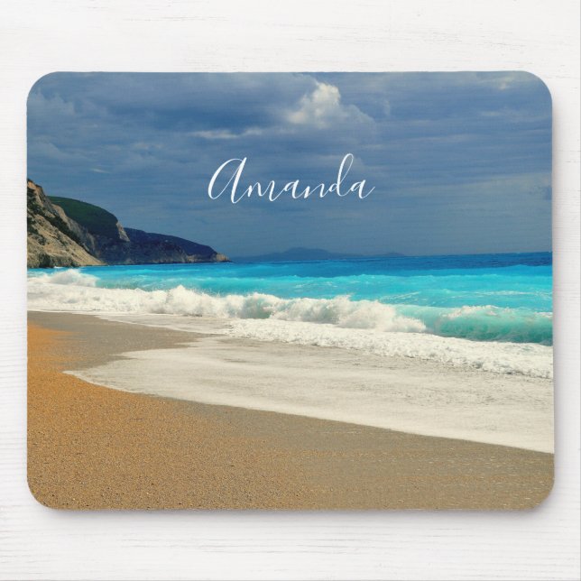 Beautiful Turquoise Blue Sea Tropical Photography Mouse Pad (Front)
