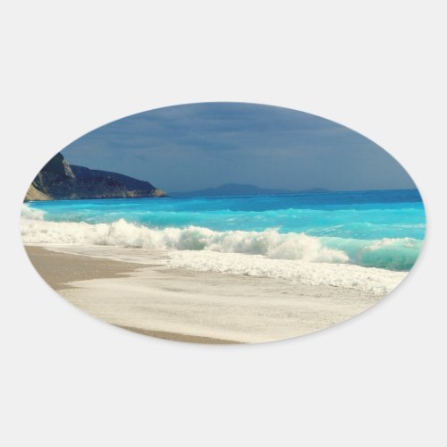 Beautiful Turquoise Blue Sea Tropical Photography Oval Sticker