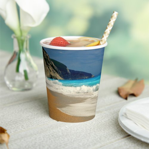 Beautiful Turquoise Blue Sea Tropical Photography Paper Cups