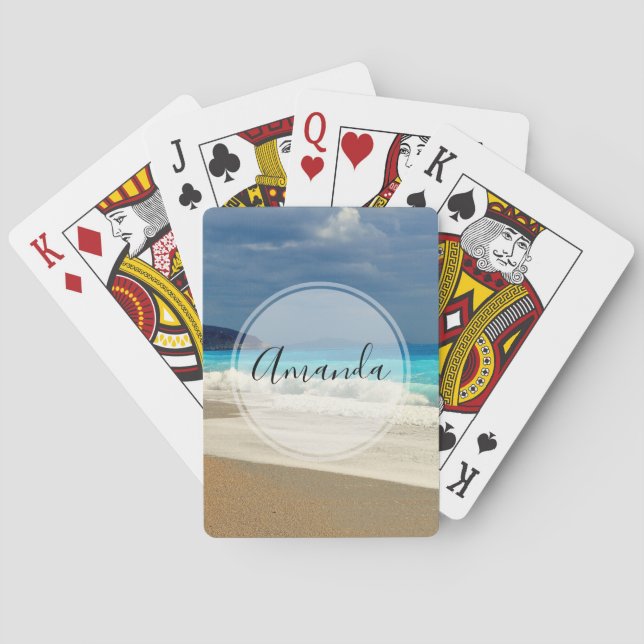 Beautiful Turquoise Blue Sea Tropical Photography Poker Cards (Back)