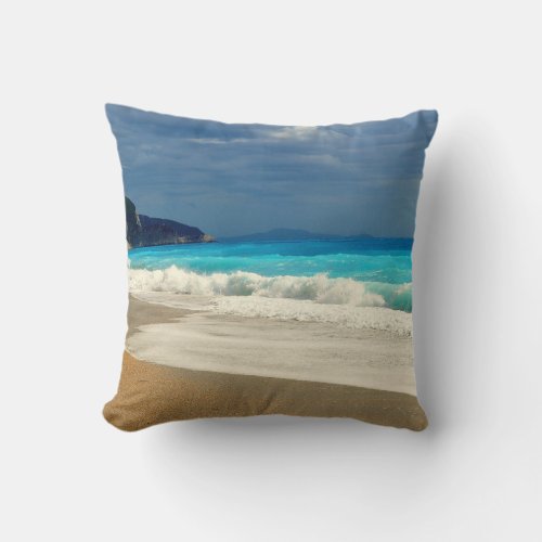 Beautiful Turquoise Blue Sea Tropical Photography Throw Pillow