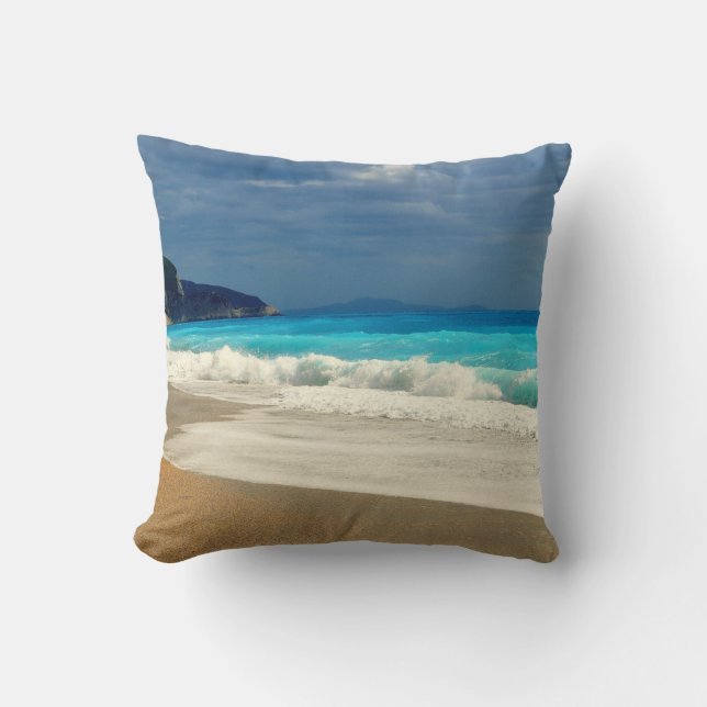 Beautiful Turquoise Blue Sea Tropical Photography Throw Pillow (Front)