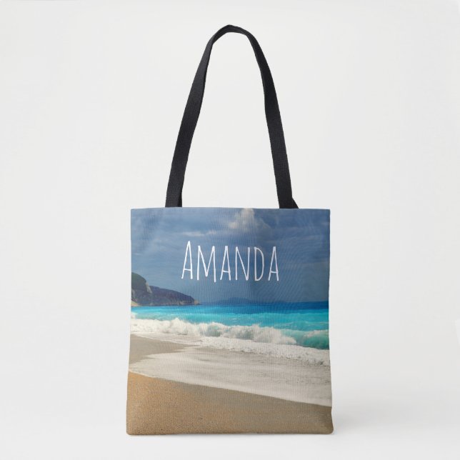 Beautiful Turquoise Blue Sea Tropical Photography Tote Bag (Front)