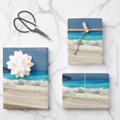  Beautiful Turquoise Blue Sea Tropical Photography Wrapping Paper Sheets