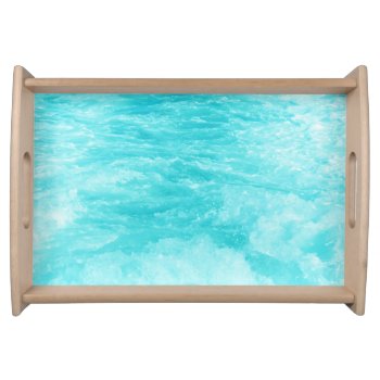 Beautiful Turquoise Blue Sea Water With Splashes Serving Tray by stdjura at Zazzle
