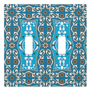💙🤎 Beautiful turquoise - brown Azulejos, 8, Light Switch Cover