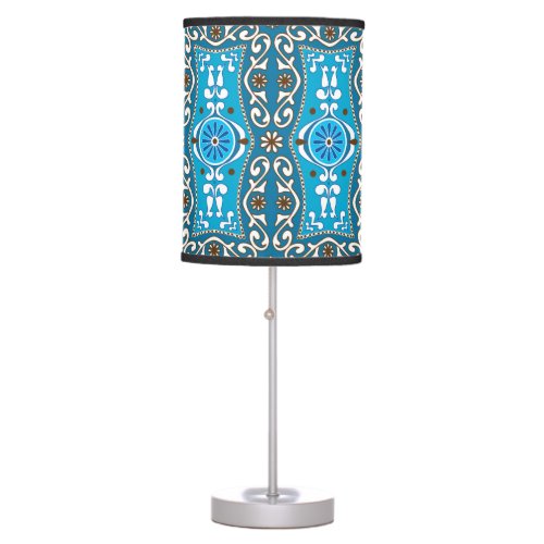  Beautiful turquoise _ brown Azulejos 8  Table Lamp