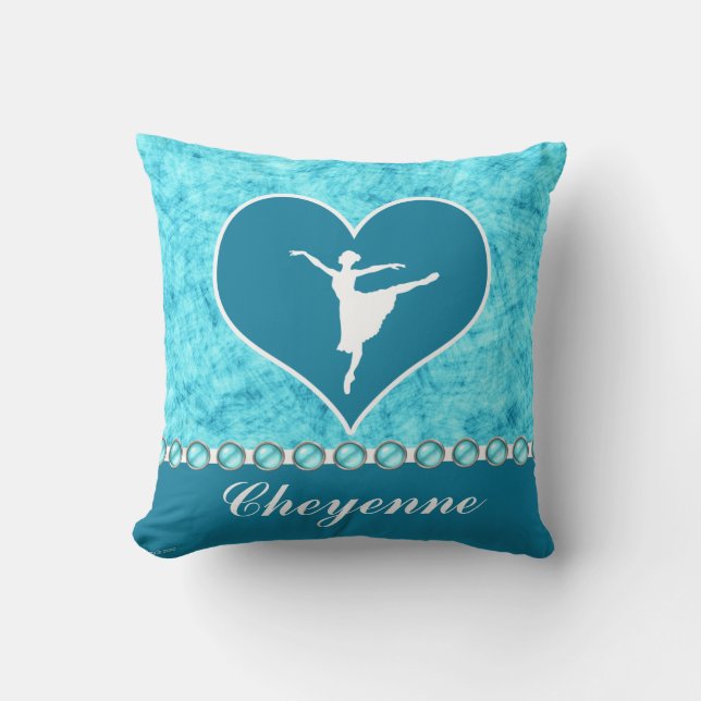 Beautiful Turquoise Dancer with Monogram Throw Pillow (Front)