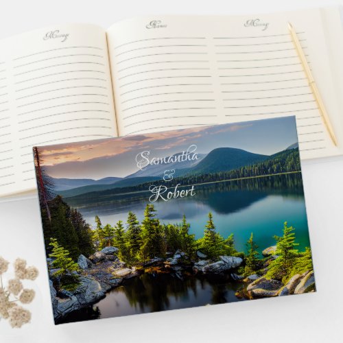 Beautiful Turquoise Lake Mountains Pine Forest Guest Book