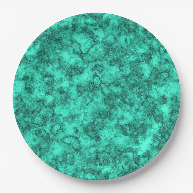Beautiful turquoise marble paper plates (Front)