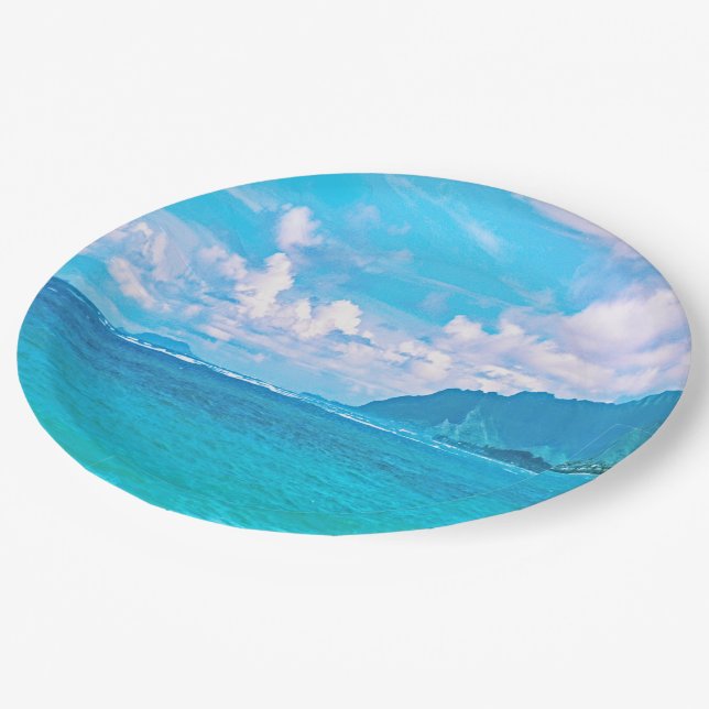 Beautiful Turquoise Ocean Waves  Paper Plates (Angled)