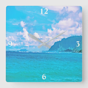 Beautiful Turquoise Ocean Waves Square Wall Clock