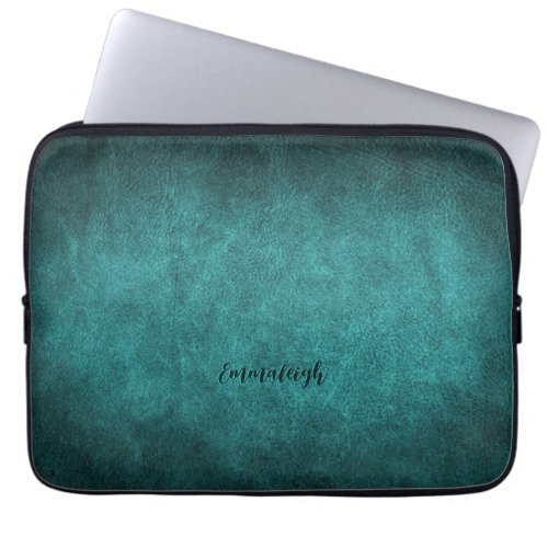 Beautiful Turquoise Old World Faux Leather Laptop Sleeve