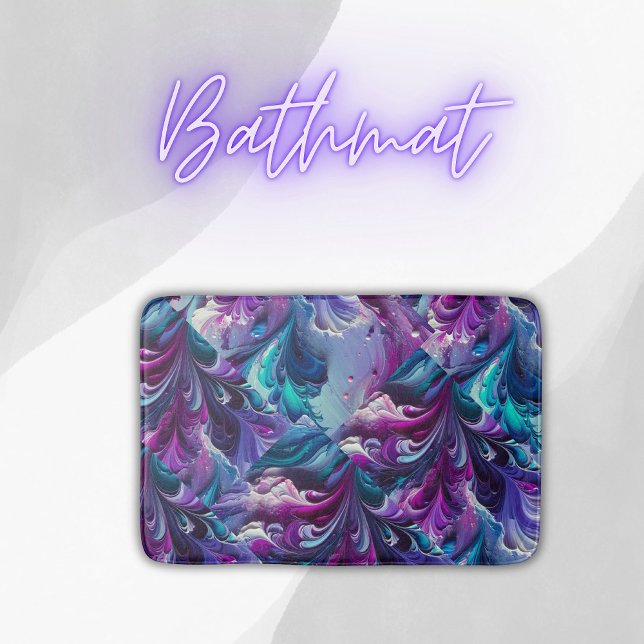 Beautiful Turquoise & Pink Abstract Pattern | Bath Mat (Creator Uploaded)