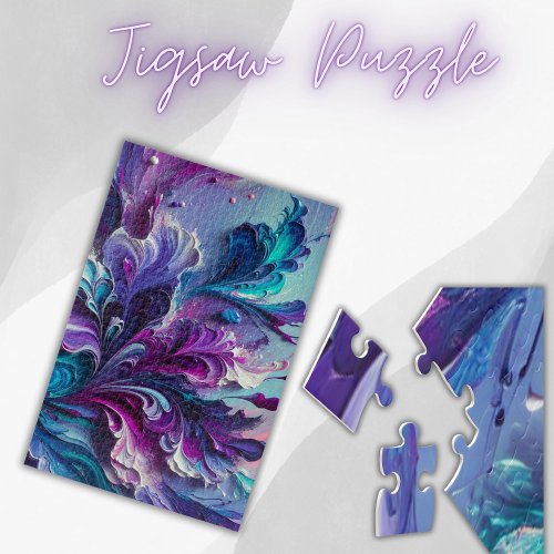 Beautiful Turquoise  Pink Abstract Pattern  Jigsaw Puzzle