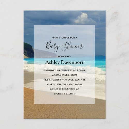 Beautiful Turquoise Sea Tropical Photo Baby Shower Invitation Postcard