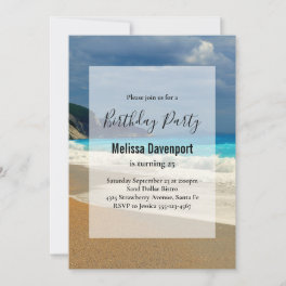 Beautiful Turquoise Sea Tropical Photo Birthday Invitation