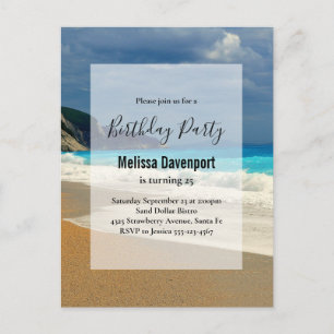 Beautiful Turquoise Sea Tropical Photo Birthday Invitation Postcard