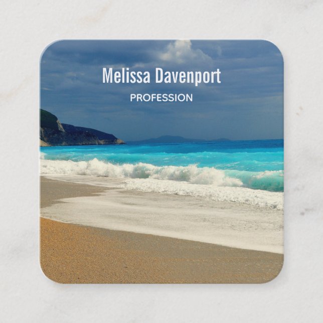 Beautiful Turquoise Sea Tropical Photo Square Business Card (Front)