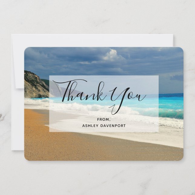 Beautiful Turquoise Sea Tropical Photo Thank You Card (Front)