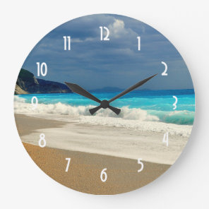 Beautiful Turquoise Sea Tropical Photography Large Clock