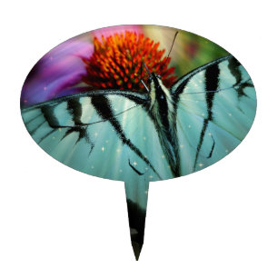 Beautiful Turquoise Swallowtail Butterfly Cake Topper