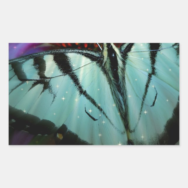 Beautiful Turquoise Swallowtail Butterfly Rectangular Sticker (Front)