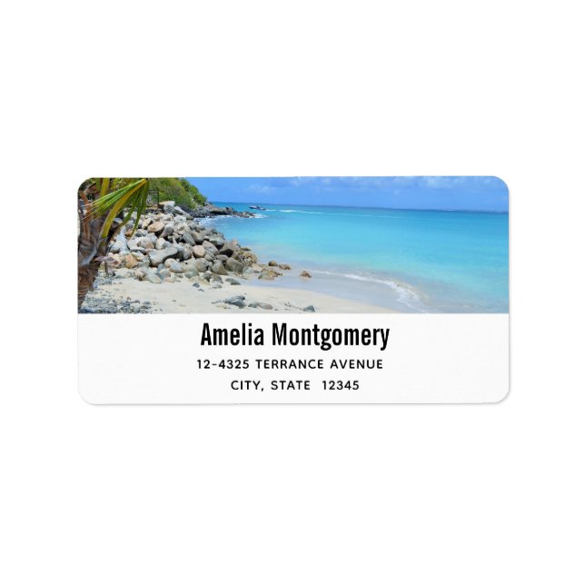 Beautiful Turquoise Tropical Beach Address Label (Front)