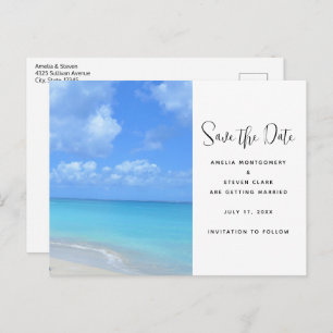 Beautiful Turquoise Tropical Beach Announcement Postcard