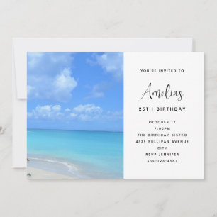 Beautiful Turquoise Tropical Beach Birthday Invitation