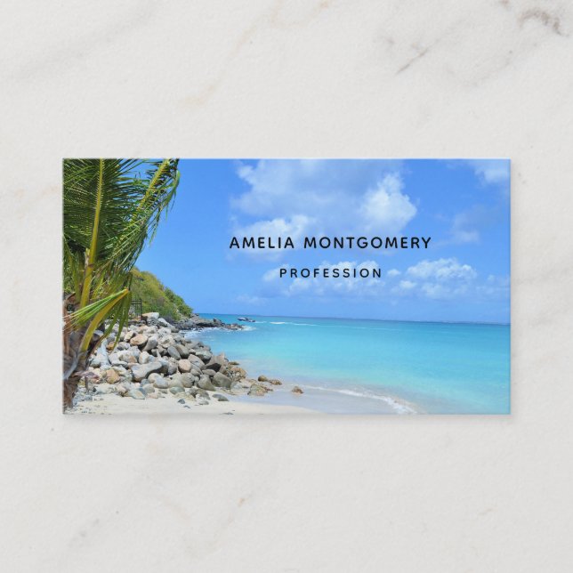 Beautiful Turquoise Tropical Beach  Business Card (Front)