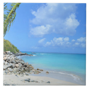 Beautiful Turquoise Tropical Beach Ceramic Tile