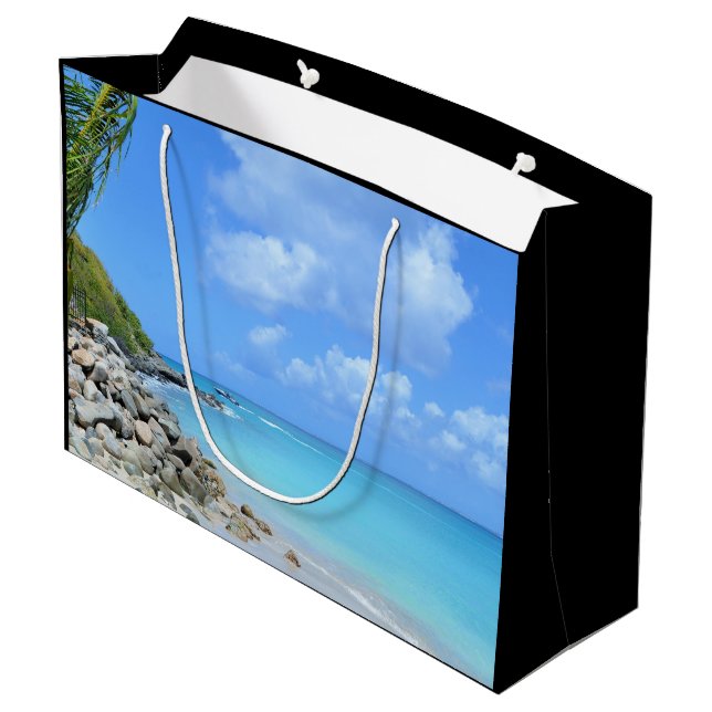 Beautiful Turquoise Tropical Beach Large Gift Bag (Back Angled)