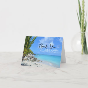 Beautiful Turquoise Tropical Beach Letterpress Thank You Card