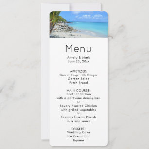 Beautiful Turquoise Tropical Beach Menu Invitation