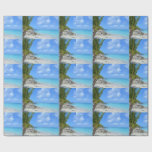 Beautiful Turquoise Tropical Beach Pattern Wrapping Paper