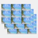 Beautiful Turquoise Tropical Beach Pattern Wrapping Paper Sheets