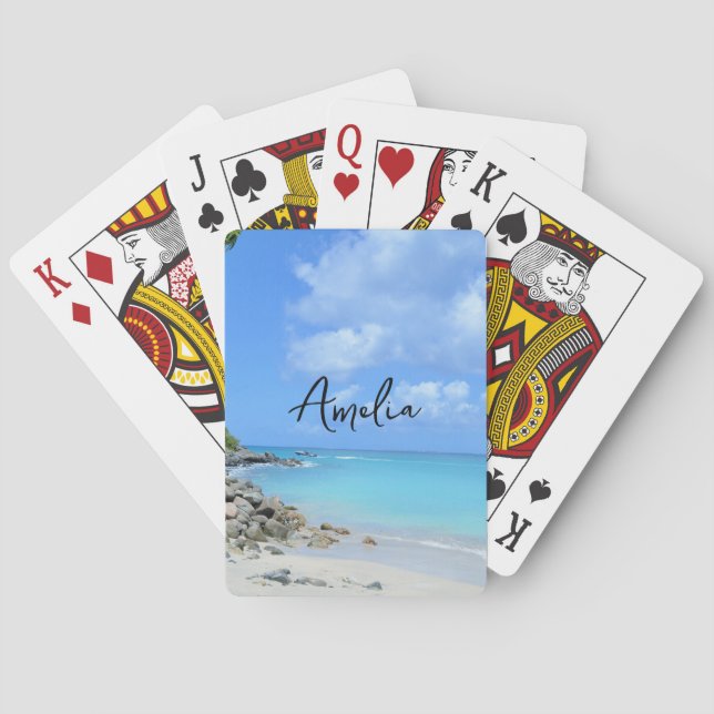 Beautiful Turquoise Tropical Beach Poker Cards (Back)