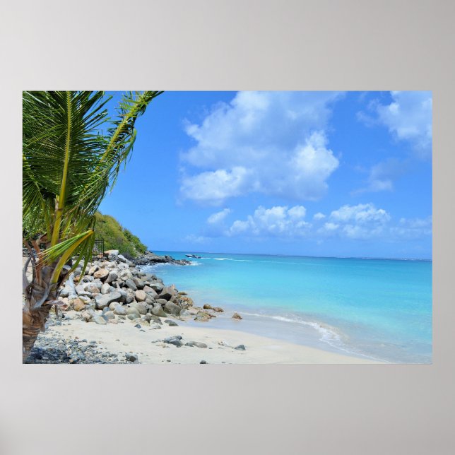 Beautiful Turquoise Tropical Beach Poster (Front)