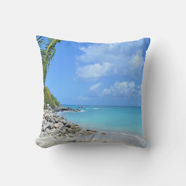 Beautiful Turquoise Tropical Beach Throw Pillow (Front)