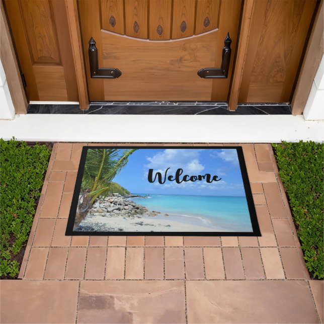 Beautiful Turquoise Tropical Beach Welcome Doormat (Outdoor)