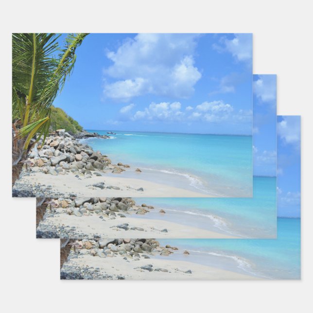 Beautiful Turquoise Tropical Beach  Wrapping Paper Sheets (Set)