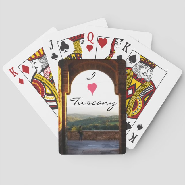 Beautiful Tuscan Landscape through a Stone Arch Poker Cards (Back)