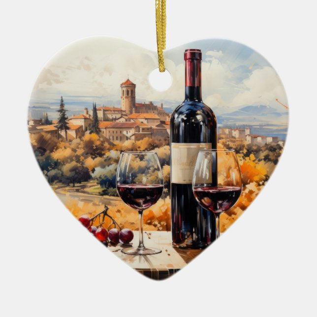 Beautiful Tuscany Painting Landscape Art  Ceramic Ornament (Front)