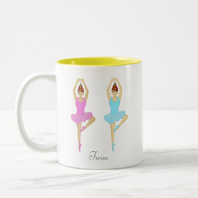 Beautiful twin ballet dancers Two-Tone coffee mug (Left)