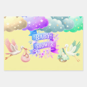 Beautiful Twin's girl/boy Wrapping Paper Sheets