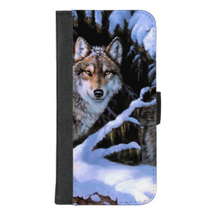 Beautiful Two Wolves Paintings iPhone 8/7 Plus Wallet Case