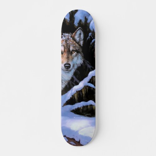 Beautiful Two Wolves Paintings Skateboard