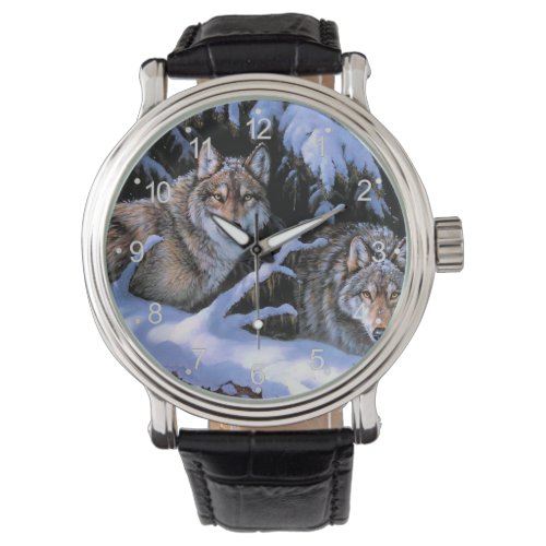 Beautiful Two Wolves Paintings Watch