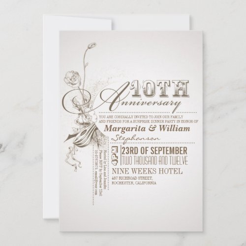 beautiful typography 10th anniversary invitations
